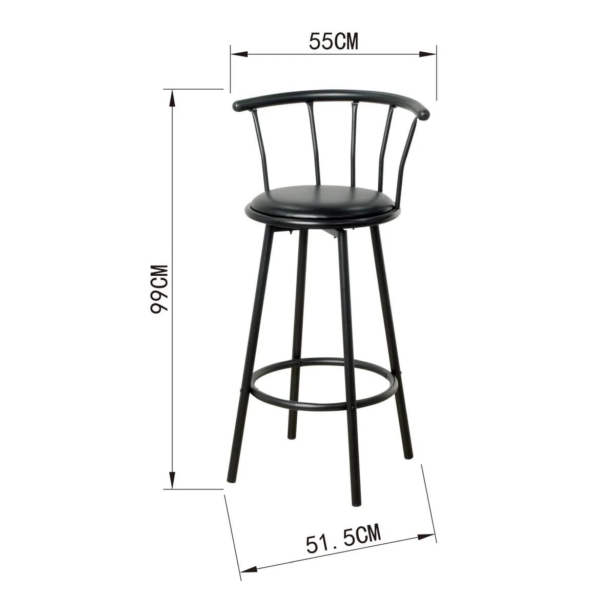 Silla bar Bar Negro Just Home Collection 99.5x55x51.51