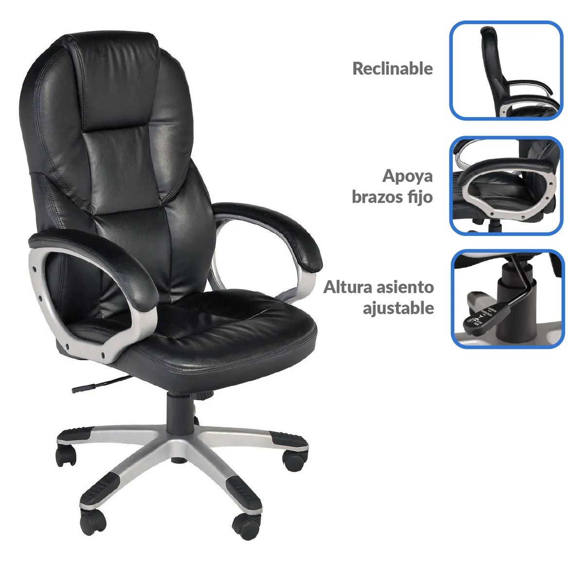 Silla Escritorio Ejecutiva Negro Just Home Collection5