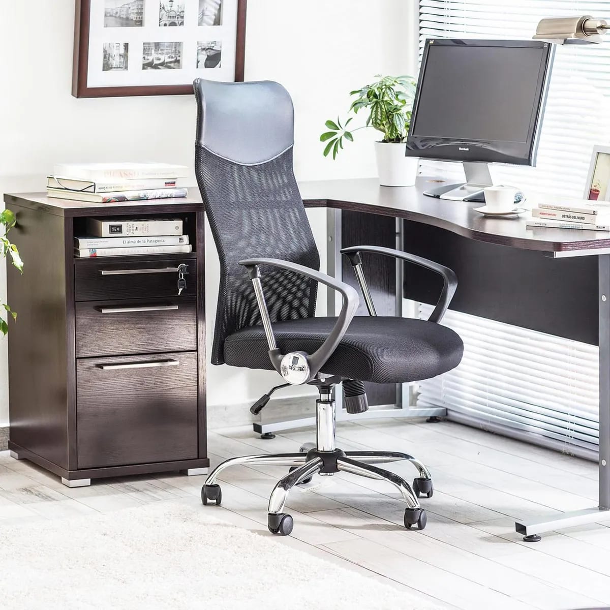 Silla Escritorio Ejecutiva Just Home Collection  Malla Negro3