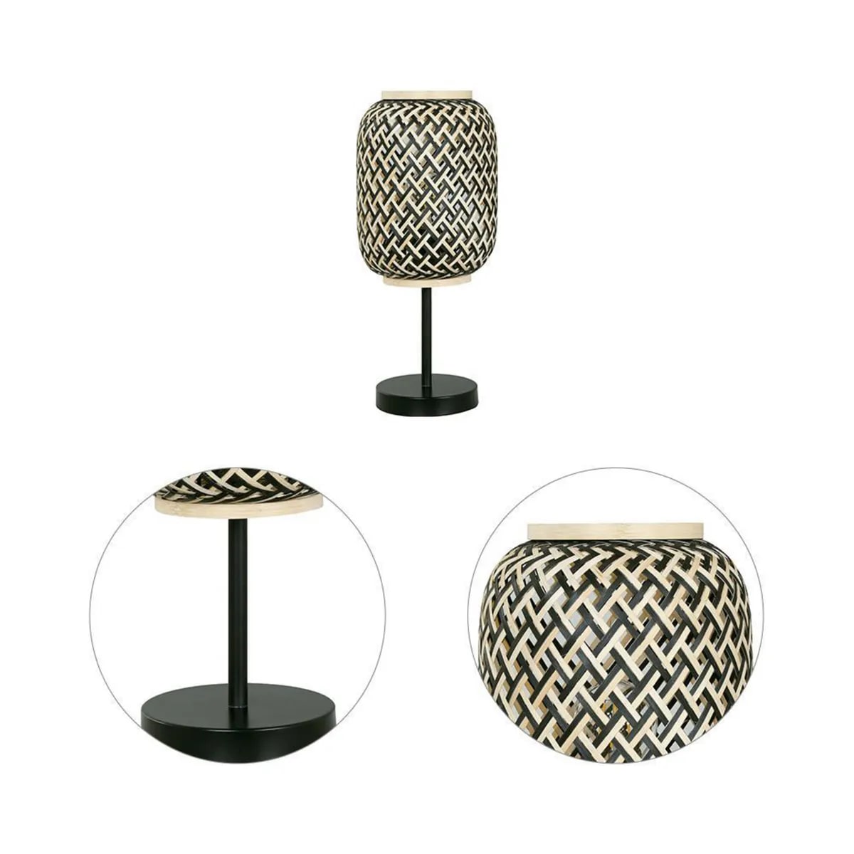 Lámpara Mesa Just Home Collection Nala 1L E27 Nat/Negro2