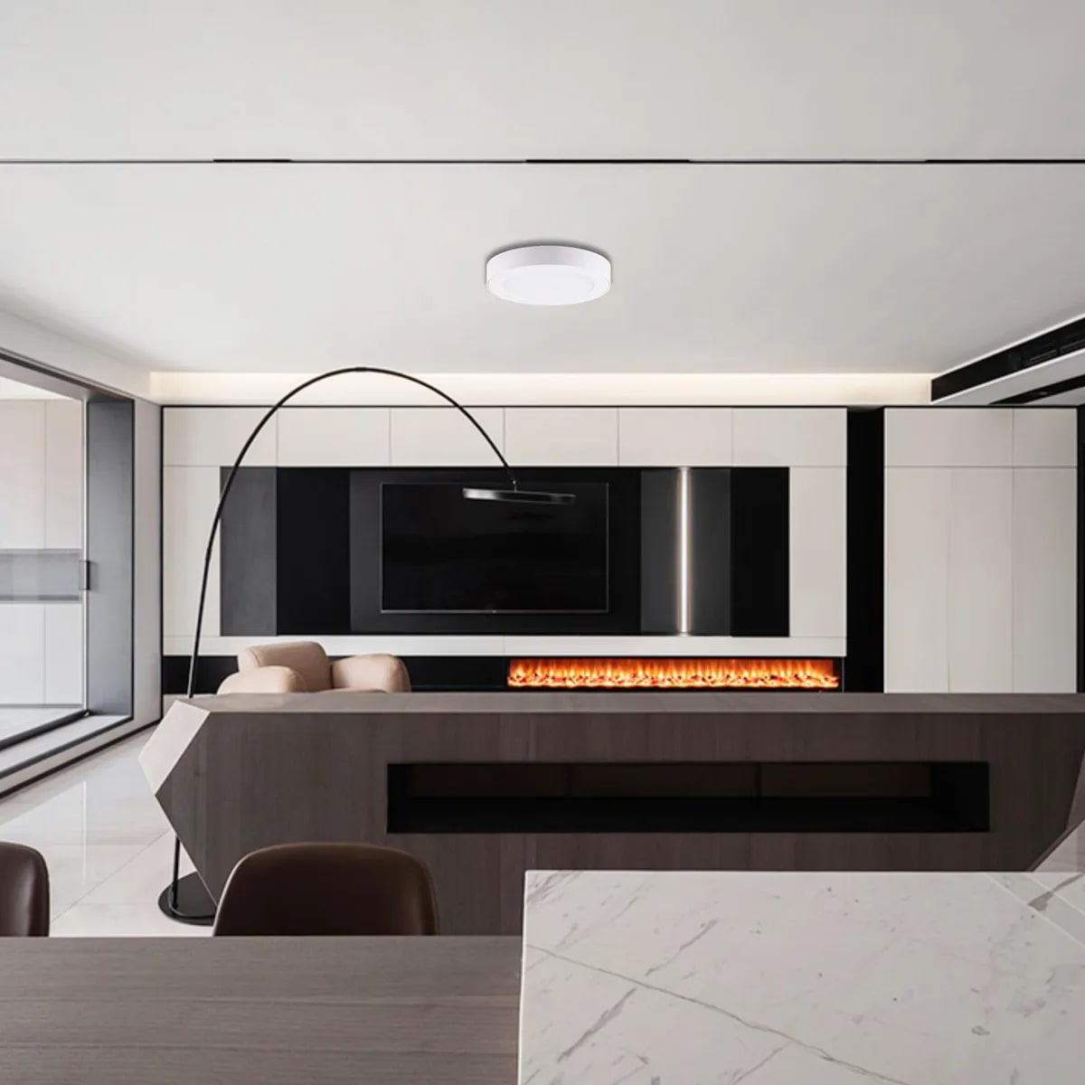 Pack 2 Panel Led Sobrepuesto Circular Blanco 18W Luz Cálida3