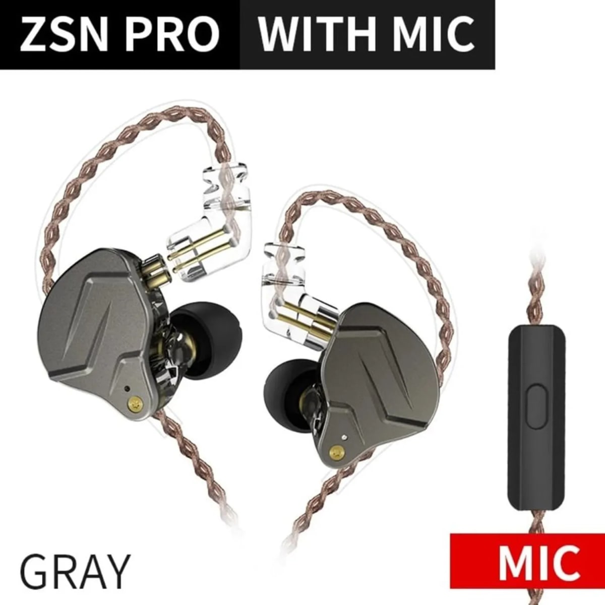 Audífonos kz zsn pro dual driver 1ba+1dd inear con microfono3