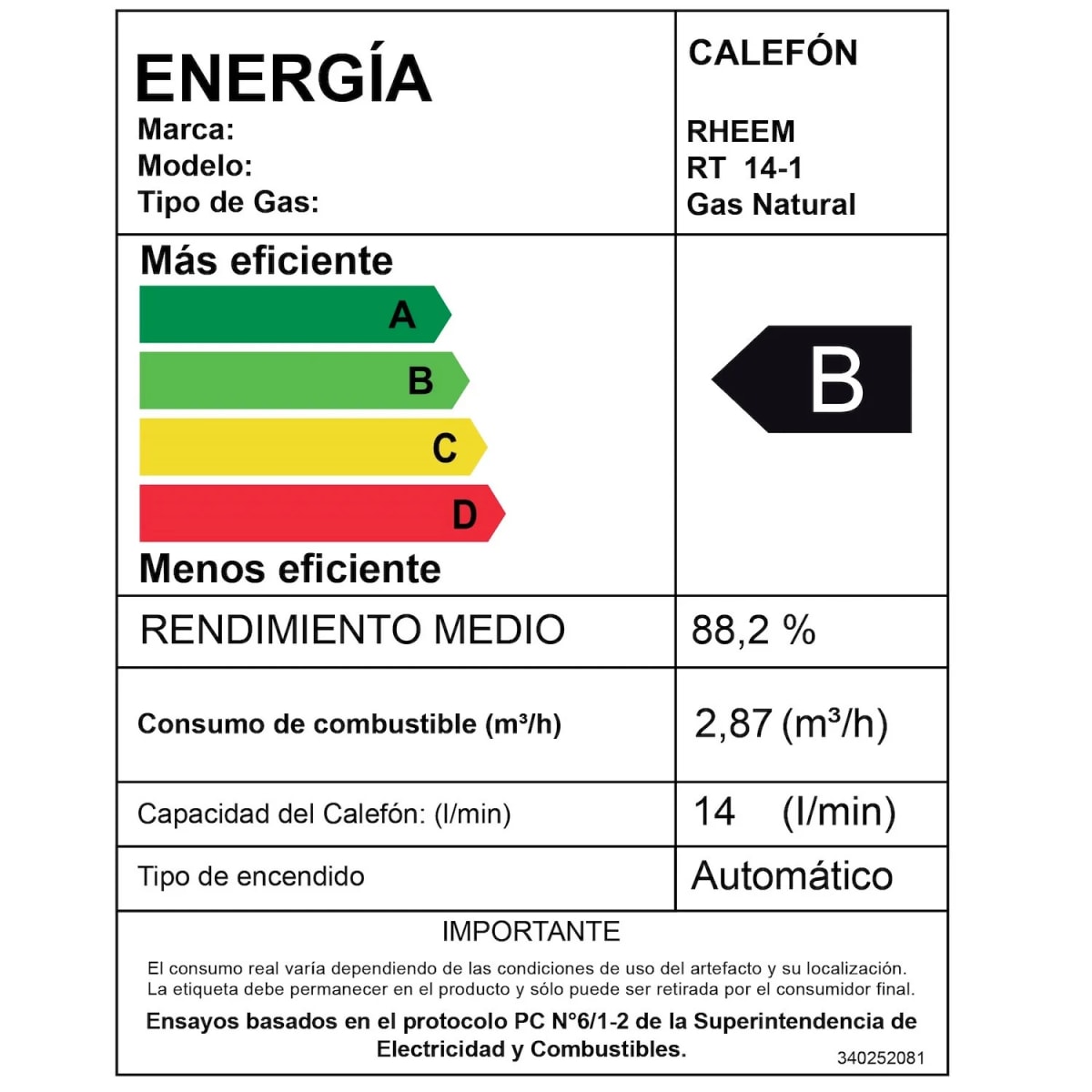 CALEFONT RHEEM  14 LITROS GAS NATURAL5