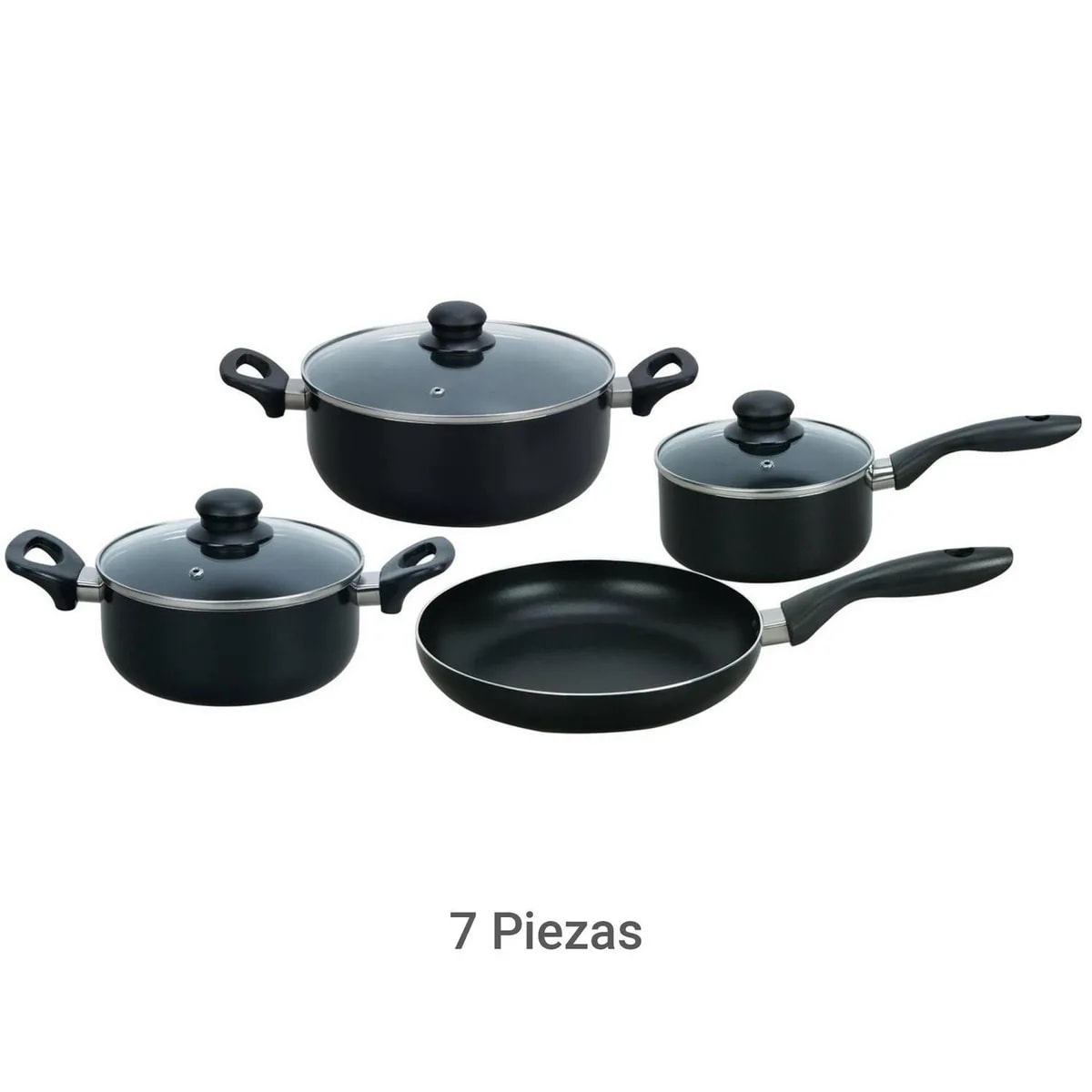 Batería de cocina Casa Bonita, 7 Piezas Aluminio Antiadherente Negro2