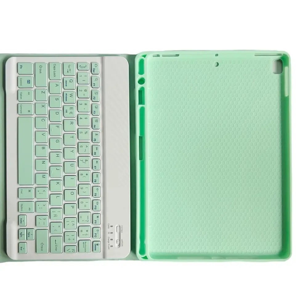 Teclado Funda para Tab Ipad 10.2 generacion 2019-2020-2021, ipad Pro 2017-Verde2