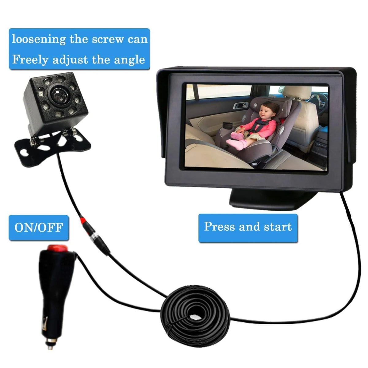 Monitor de bebé para el auto con cámara trasera.1