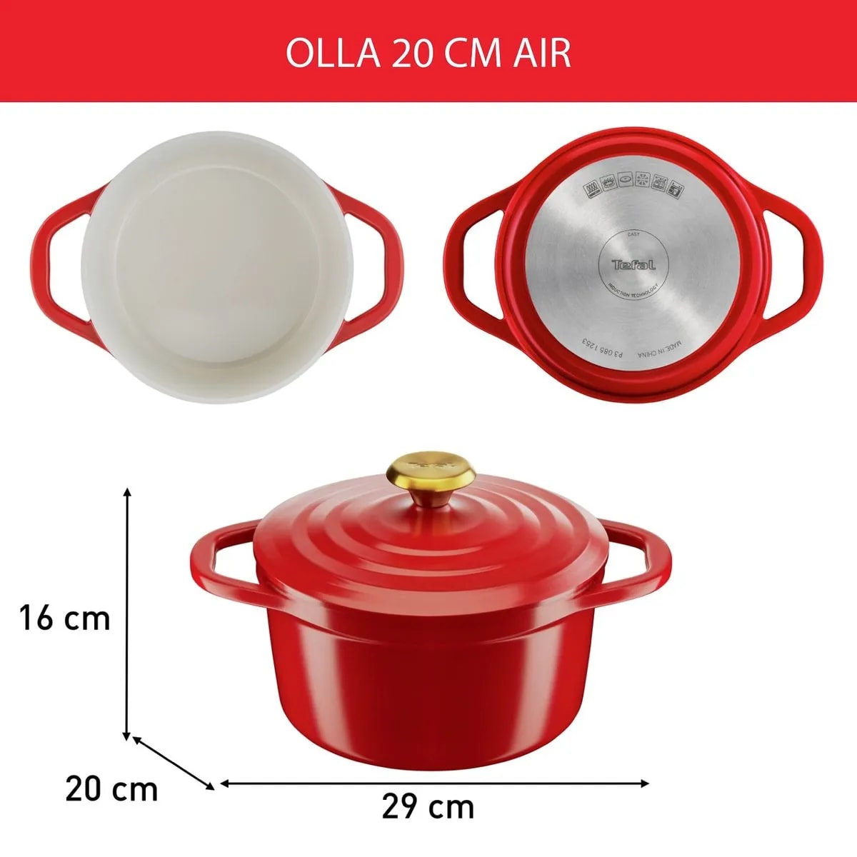 Olla Tefal 20cm Air, Roja. Caja Dañada4