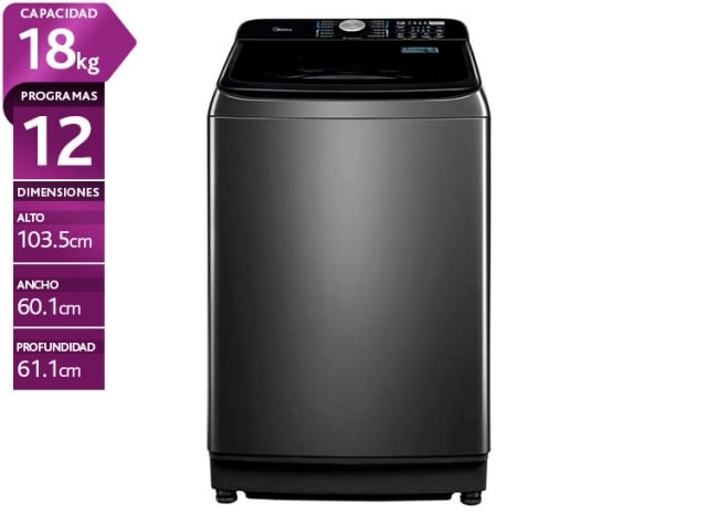 LAVADORA CARGA SUPERIOR MIDEA MA512W180/T 18KG GRAFITO1