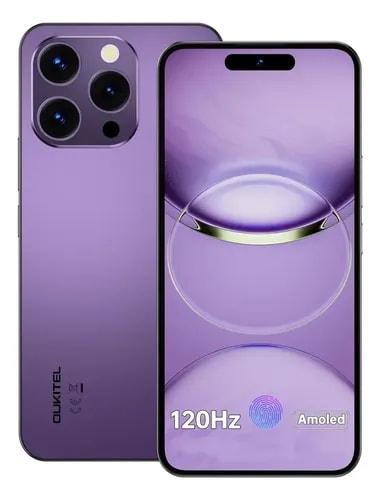 Celular Oukitel P1, 256GB, Dual, 4G,  con leve desgaste alrededor cámara, Violeta-Reacondicionado1