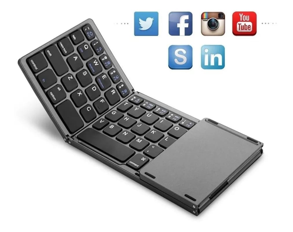 Teclado Bluetooth Inalámbrico Touchpad Plegable Negro1