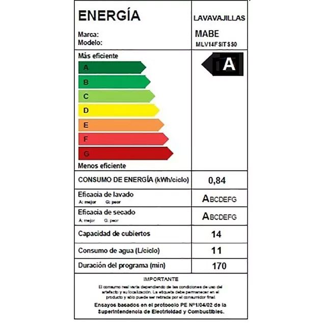 Lavavajiollas Mabe MLV14FSITSS 14 CUB3