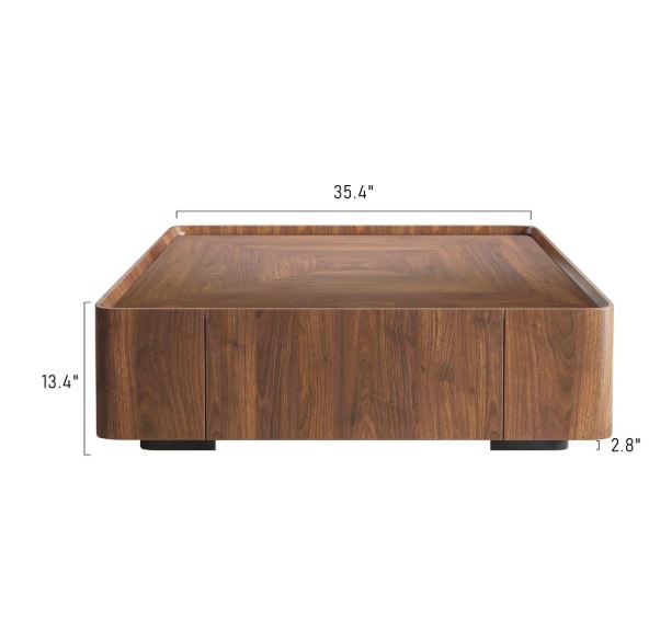 Mesa centro café nogal cuadrada Jillann con cajones de almacenamiento5