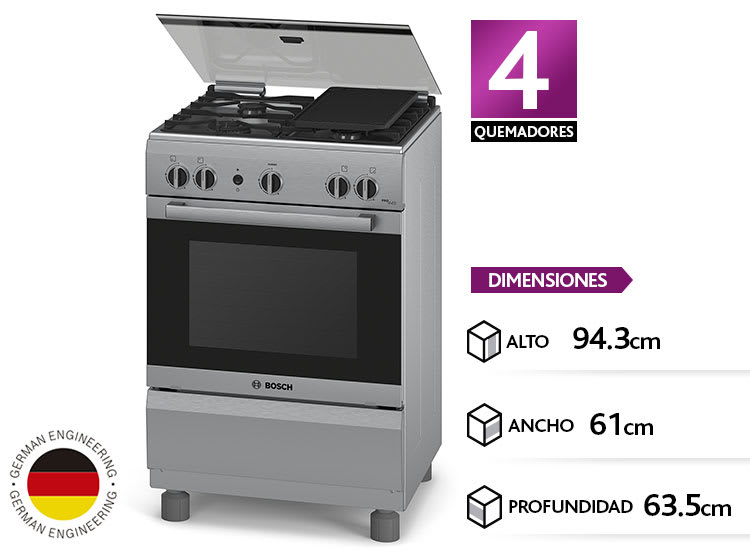 COCINA A GAS LICUADO/NATURAL BOSCH 4 PLATOS HSG14I31SE PRO 445 INOX5