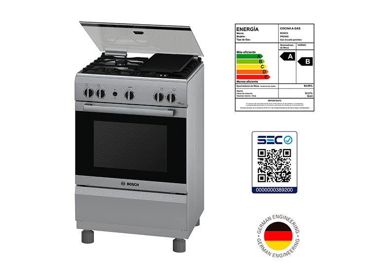 COCINA A GAS LICUADO/NATURAL BOSCH 4 PLATOS HSG14I31SE PRO 445 INOX1