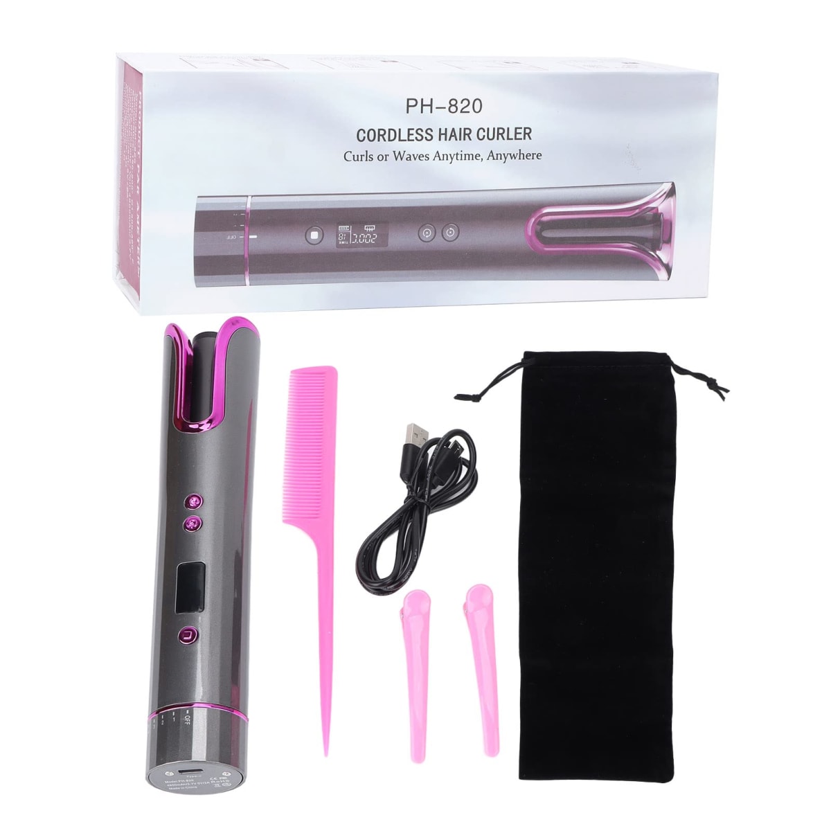 Rizador de cabello recargable, PH-820- Gris2