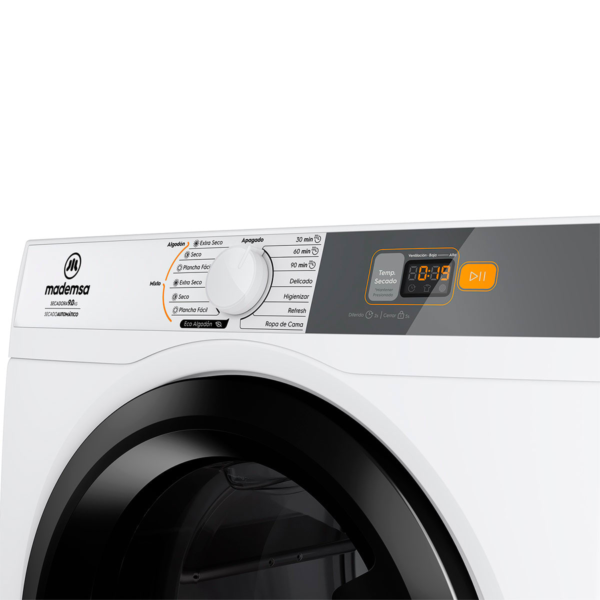 Secadora de ropa por ventilación Mademsa 9DBZG PRO 9KG Blanco4