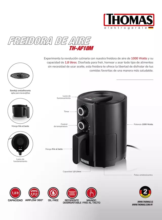 Freidora de Aire Thomas 1.8 Litros TH-AF18M4