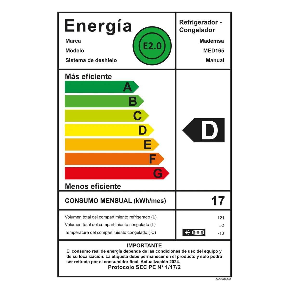 Refrigerador Mademsa  MED165 166 LTS8