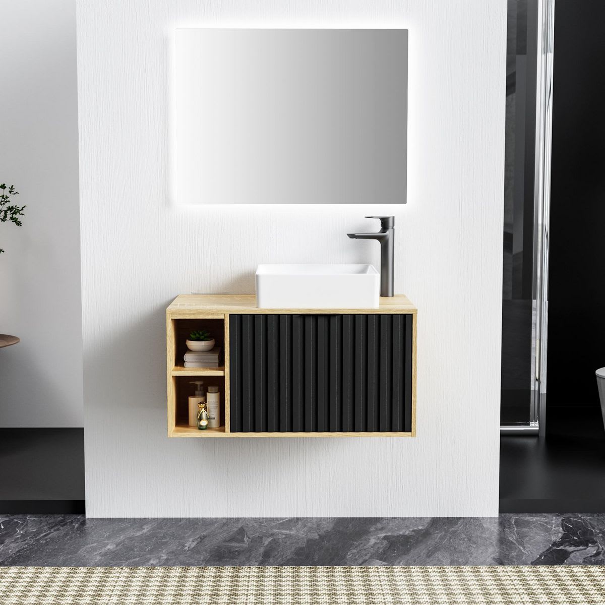 Mueble Baño Berlín Sensi Dacqua Negro sin lavamanos 80x41.5x46 cm5