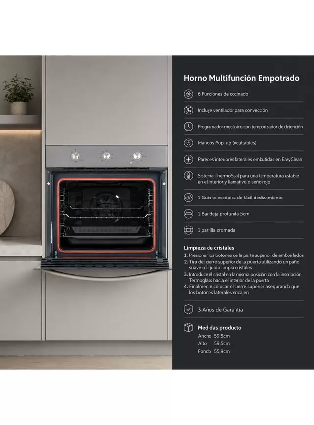 Horno Empotrable Convector 63 Litros HBB6060 SS Inox2