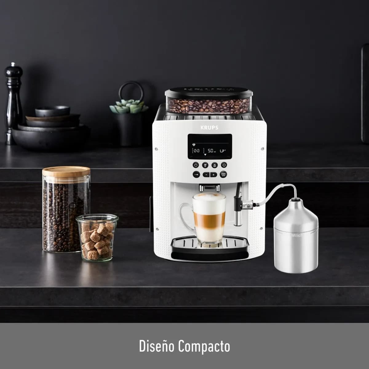 Cafetera krups espresso display essential blanca+ lechero caja con daños2