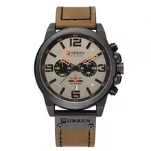 Reloj De Cuero De Lujo Curren Para Hombre Chronograph 8314 Marrón Claro3