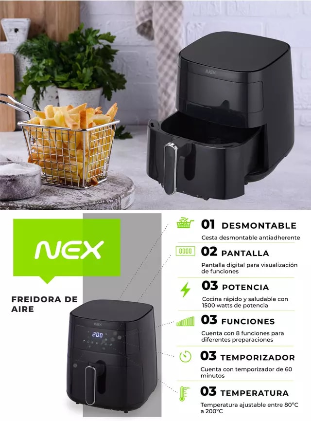 Freidora de Aire Nex  Digital 5.5 Litros 1500W ARF-50245