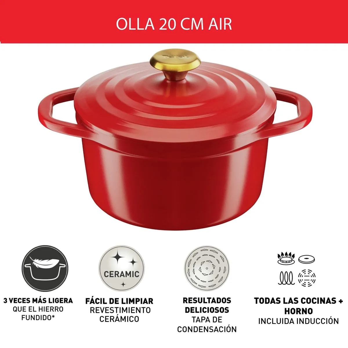 Olla Tefal 20cm Air, Roja. Caja Dañada3
