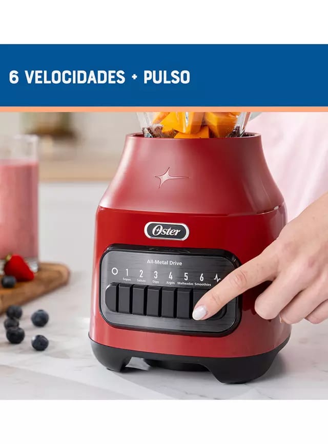 Licuadora 6 Velocidades 800W + Pulso BLSTPEGRPB Rojo1