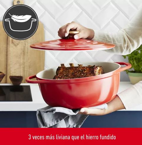 Olla Cocotte Ovalada Air 30x23 Cm roja2