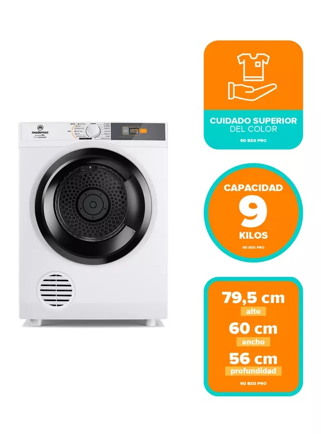 Secadora Mademsa  Carga Frontal 9 kg 9DBZG Pro Blanco2