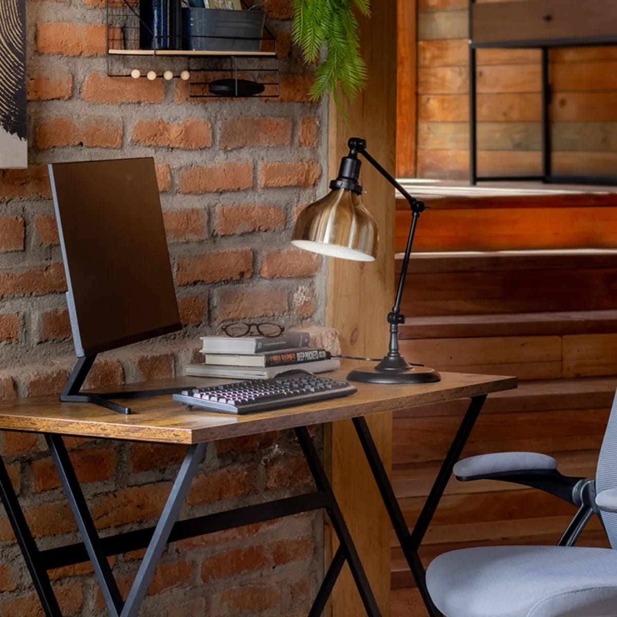 Lámpara Mesa Escritrio Just Home Collection Fabric Dorado 53 cm2