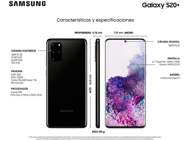 Celular Samsung Galaxy S20+5G, 128GB, 4GB, Negro-Reacondicionado1