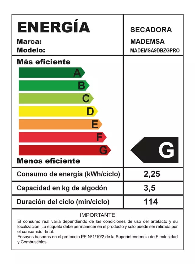 Secadora Mademsa  Carga Frontal 9 kg 9DBZG Pro Blanco7
