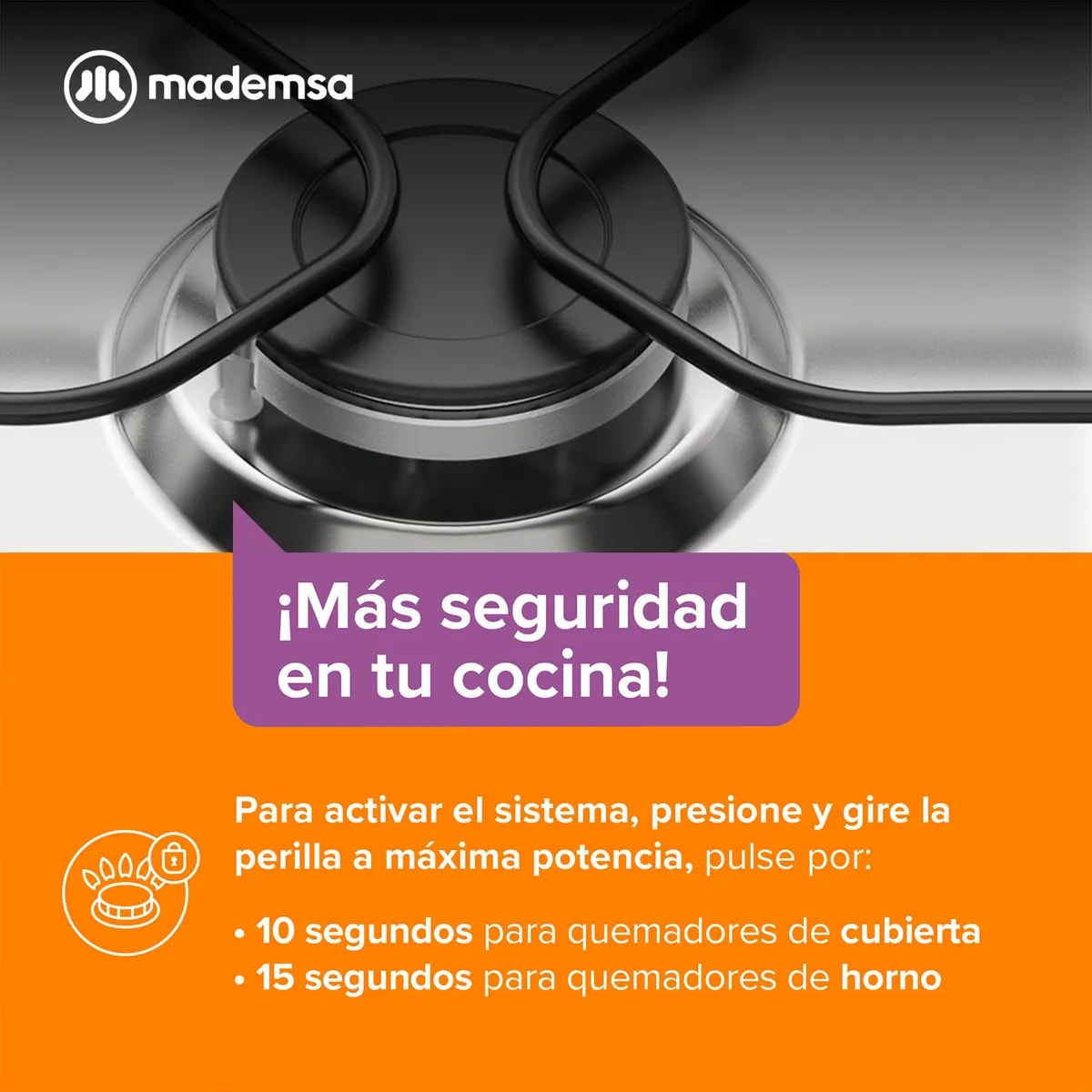 Cocina Mademsa  a Gas 4 Platos Limpiafácil y Parrillas Alambrón FM4IP, caja genérica4