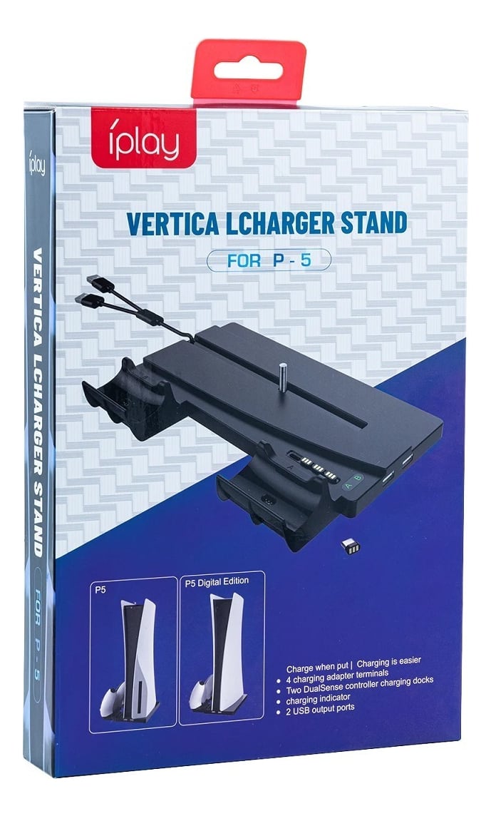 Soporte Base Ps5 Para 2 Dualsense Audifonos Con Ventilador.1