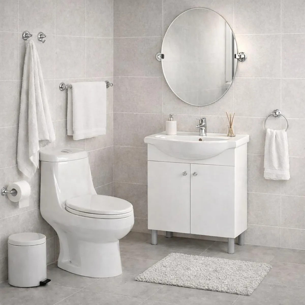 Kit Accesorios Murales Baño Espejo Satinado 5 Piezas Sensi Dacqua5