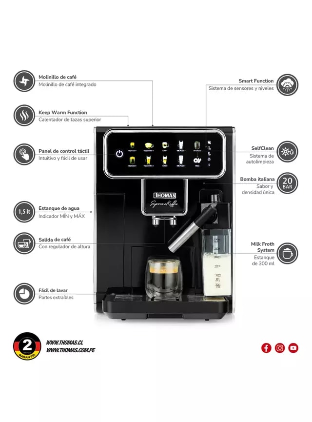 Cafetera Espresso Automática SupremaKaffee Thomas TH-175DEML4