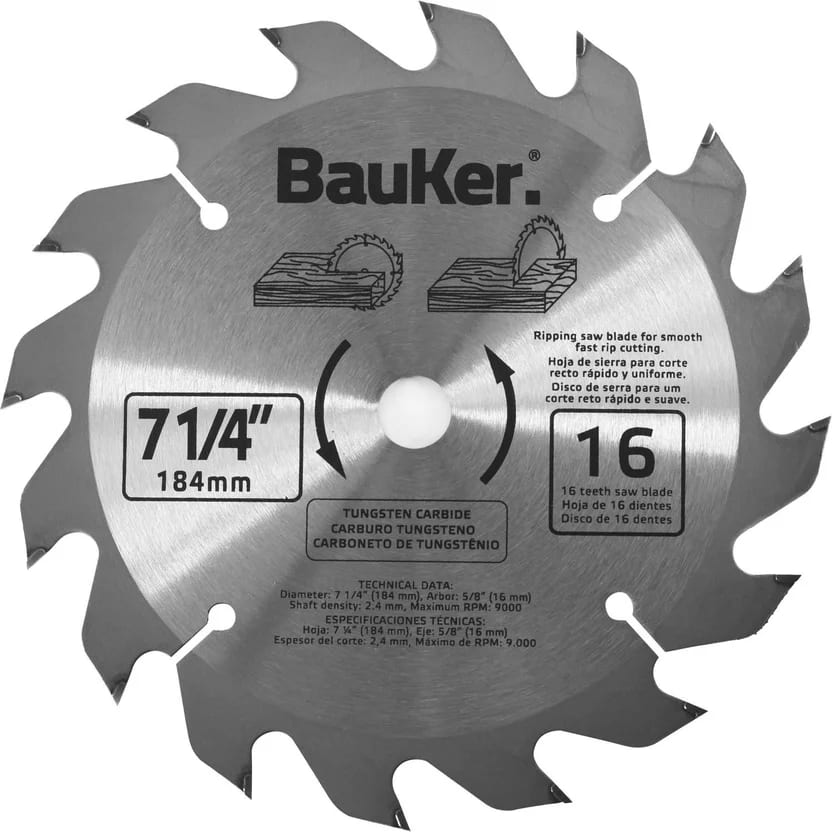 Hoja para sierra circular Bauker  7 1/4