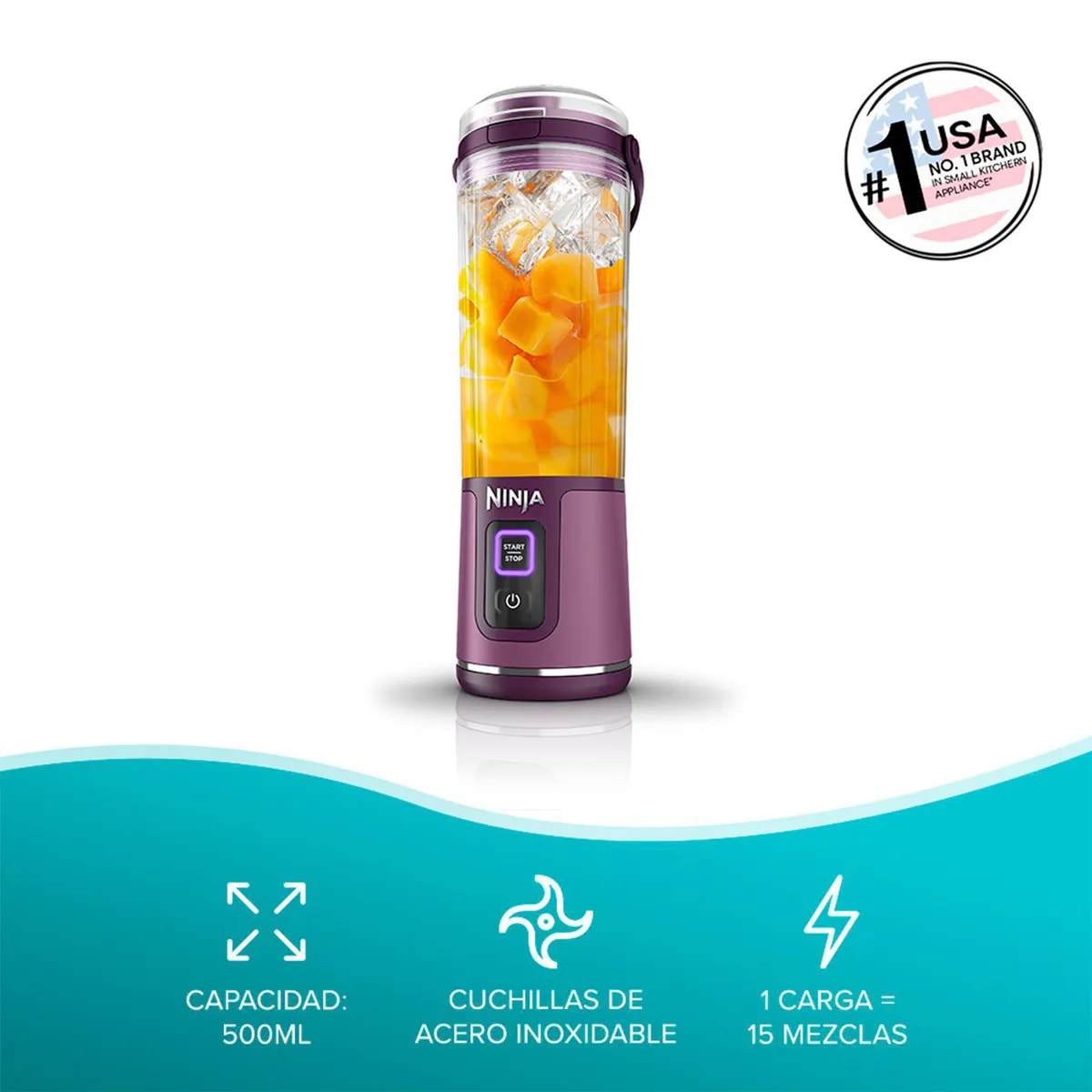 Licuadora Individual Inalámbrica Ninja  0.5 Litros Morado Blast Passion Fruit1