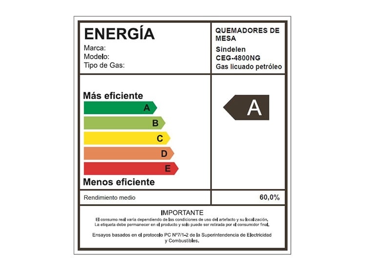 Encimera a gas licuado Sindelen  5 Paltos CEG-4800NG4