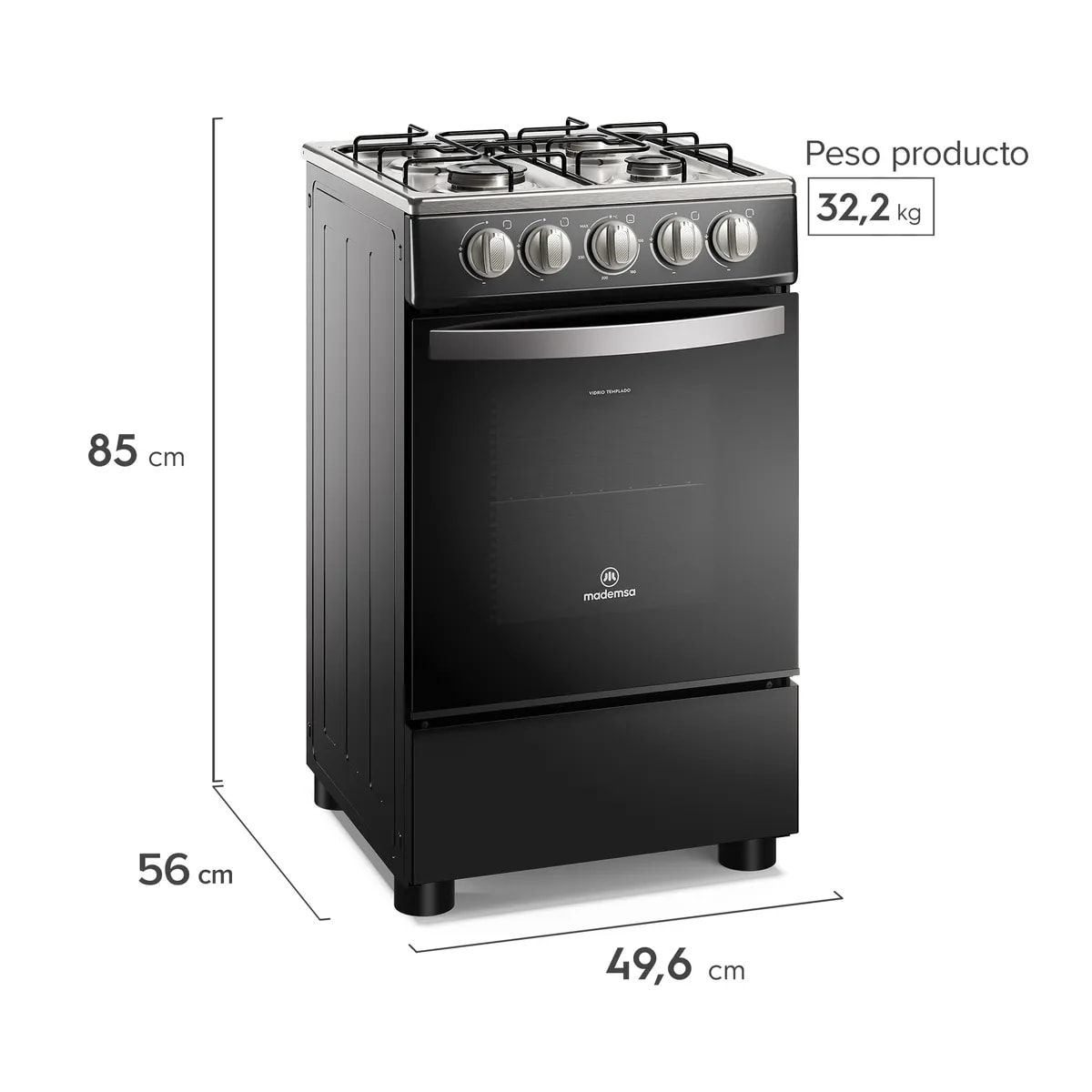 Cocina Mademsa  a Gas 4 Platos Limpiafácil y Parrillas Alambrón FM4IP, caja genérica2