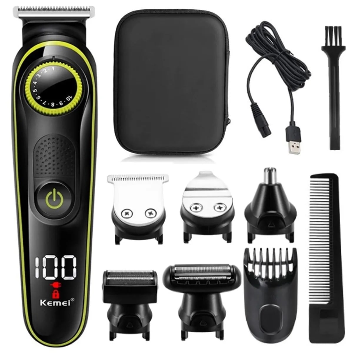 Cortadora pelo eléctrica Kemei 5 en 1 multifuncional hombres KM-696 Negro.1