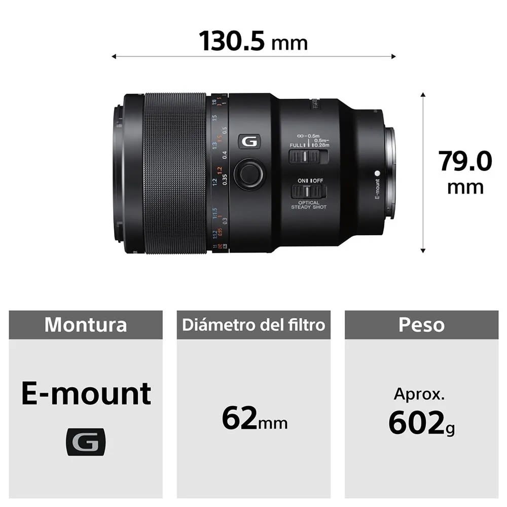 Sony FE 90mm f/2.8 Macro G OSS Lente - Negro3