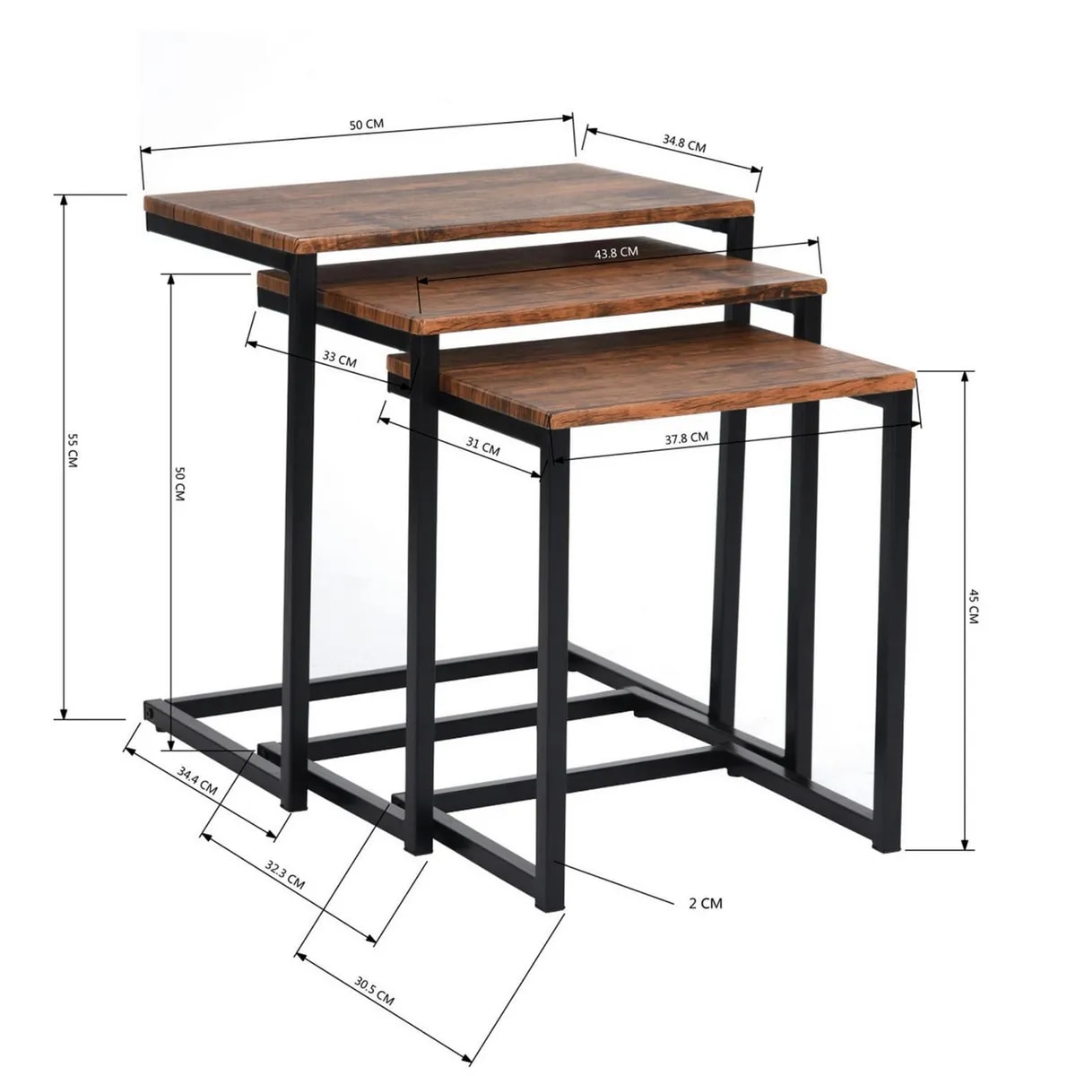 Set 3 Mesas  just Home Collection Café 50x90x45 cm4
