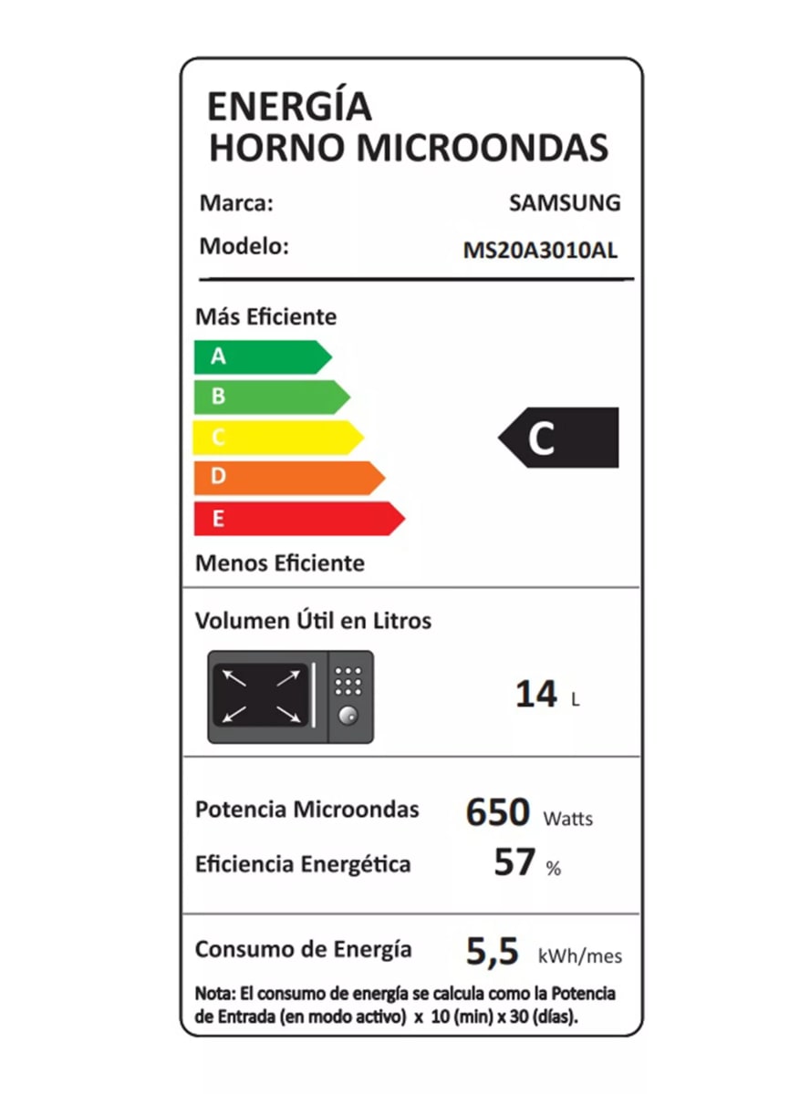 Microondas Manual Samsung  20 Litros 650W MS20A3010AL/ZS Negro6