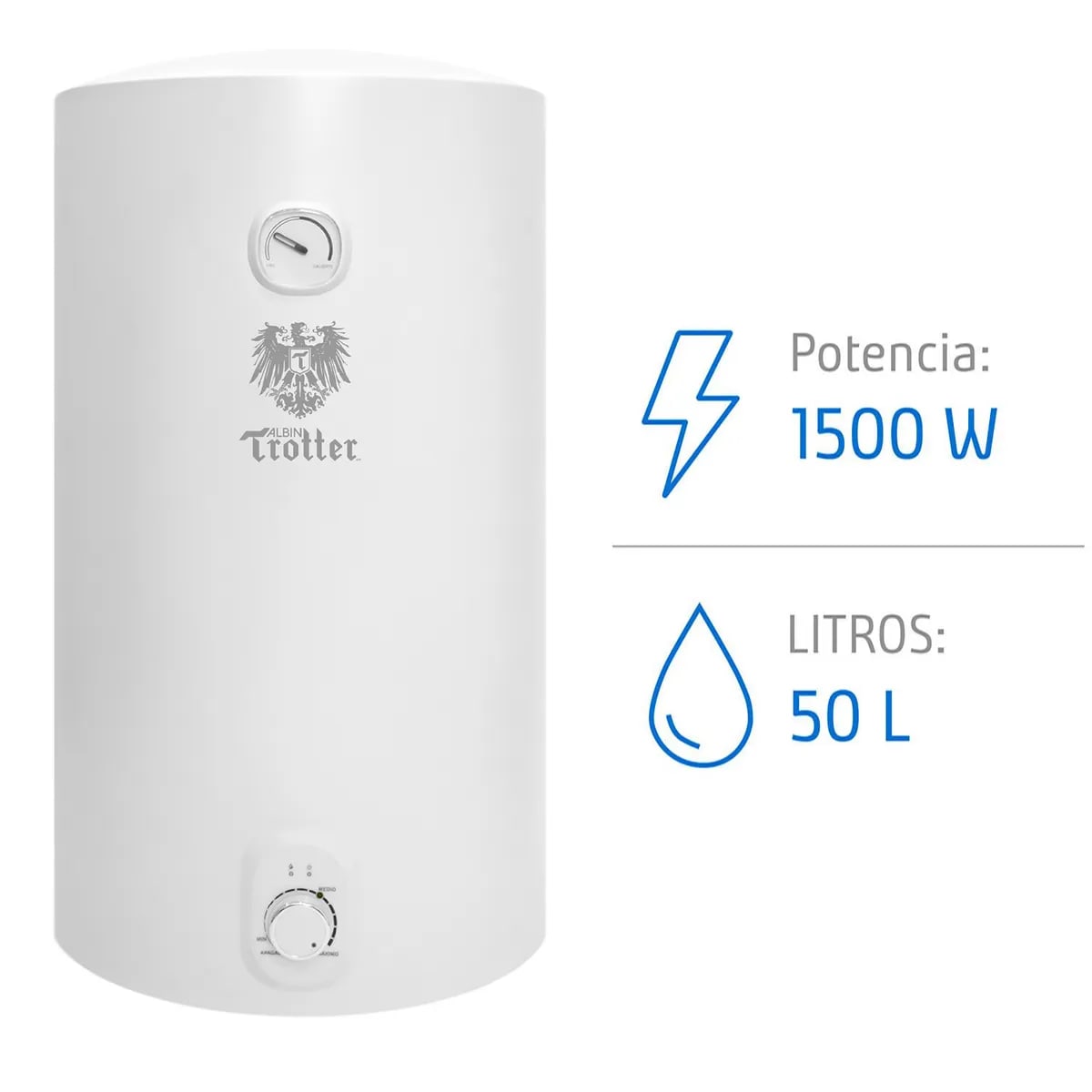 Termo  Albin Trotter Colgante Eléctrico 50 Litros 1500 W de Muro1