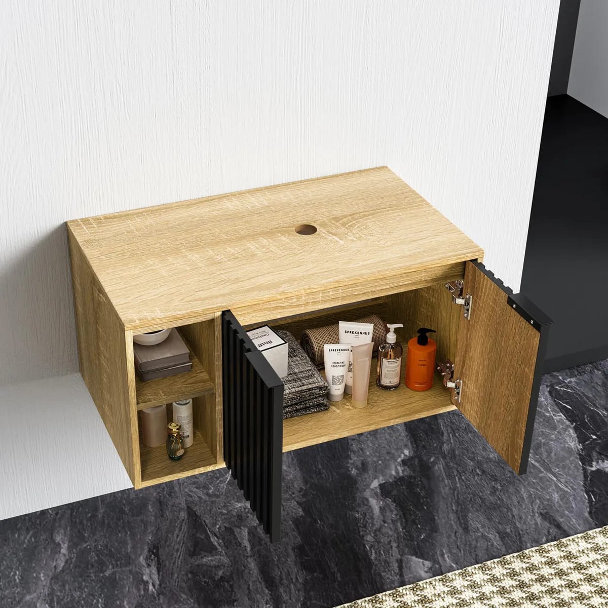 Mueble Baño Berlín Sensi Dacqua Negro sin lavamanos 80x41.5x46 cm2