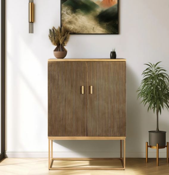 Bar decorativo de madera maciza Nerra de 2 puertas8