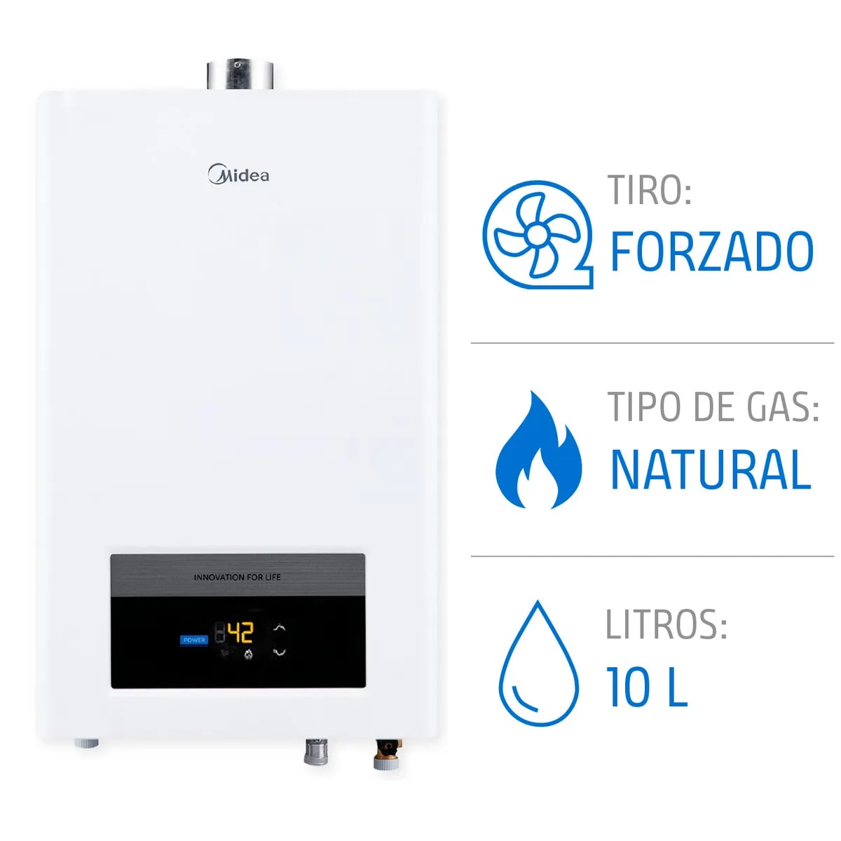 Calefón  Midea Gas Natural 10 Litros Tiro Forzado Ionizado1